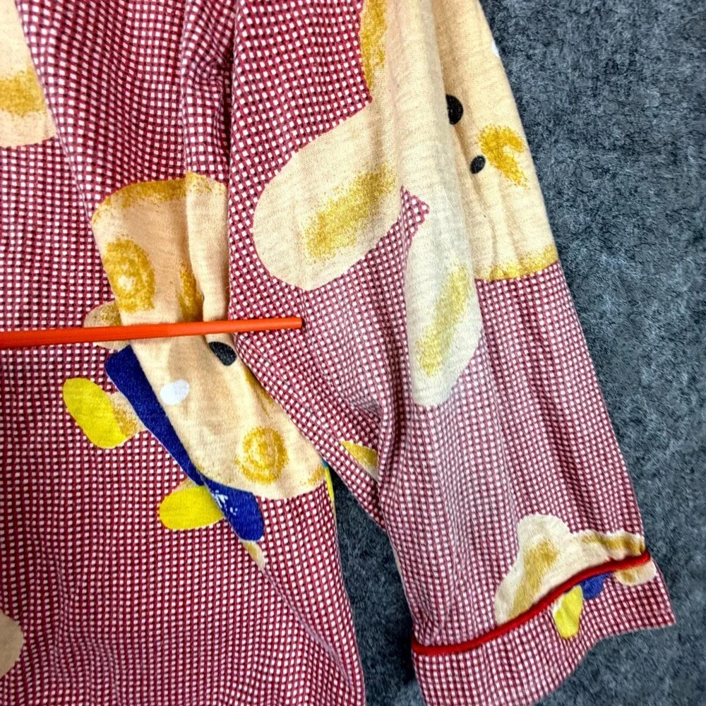 Vintage YUJinxiang Pajama Top Womens XL Red Gingham Bear Rabbit Button Front