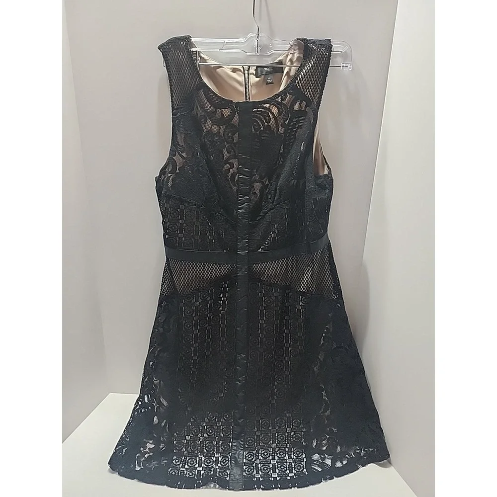 Mossimo Black Lace Dress With Beige Under Slip Size Large