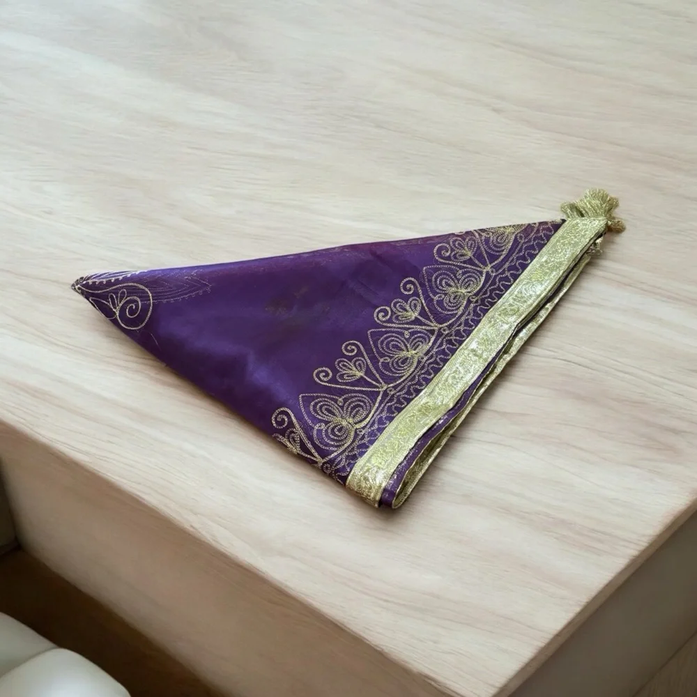Square Hand Woven Table Cover with Beautiful Patterns and Tassels Purple/Gold