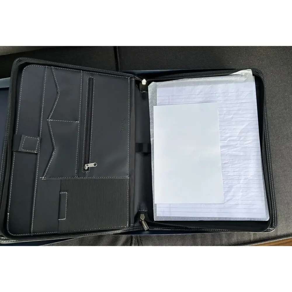 STYLIO Zipper Padfolio Portfolio Binder Organizer Faux Leather New NWT