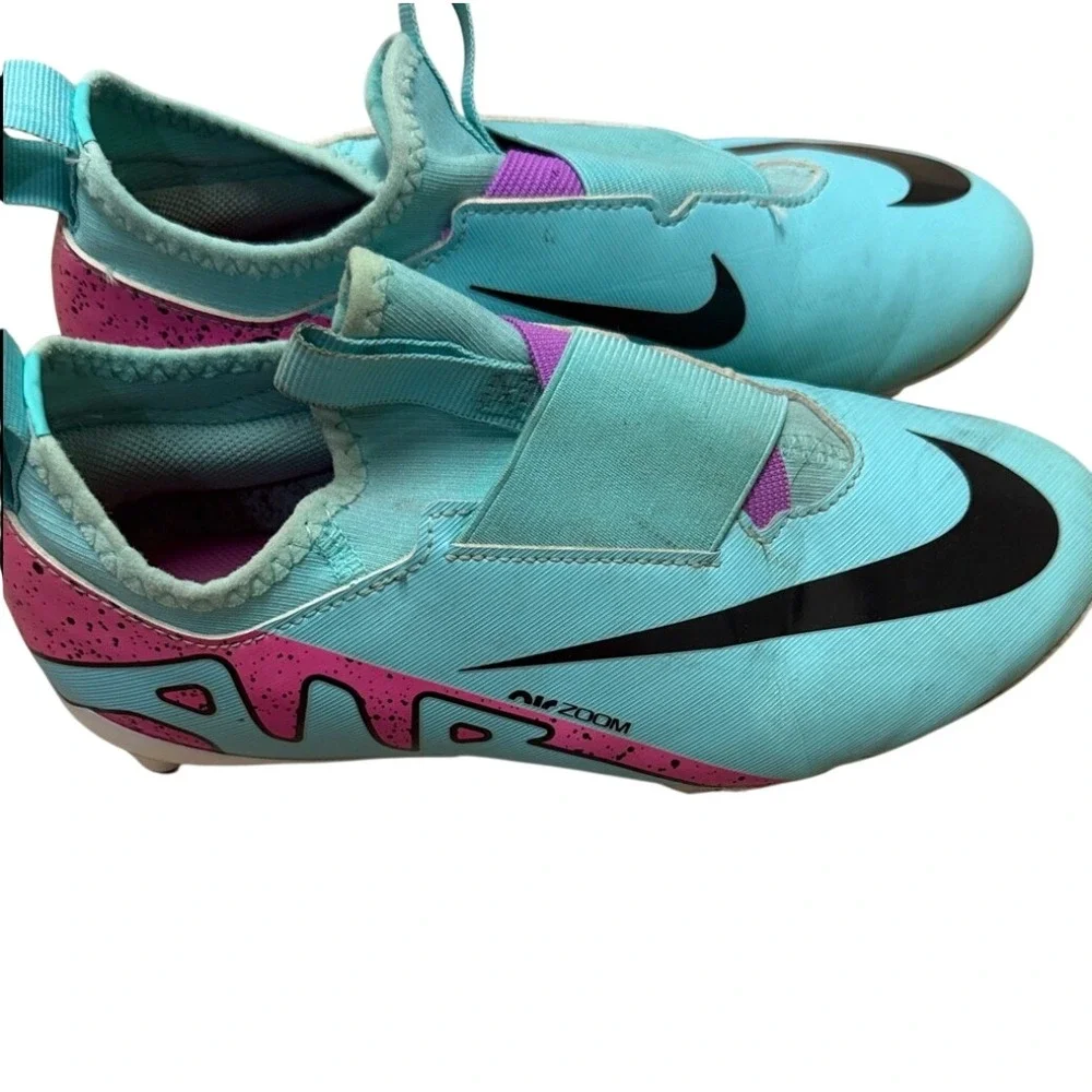 Nike Air Zoom Mercurial Kids Soccer Cleats Blue Pink Laceless DJ5623-405 women 5