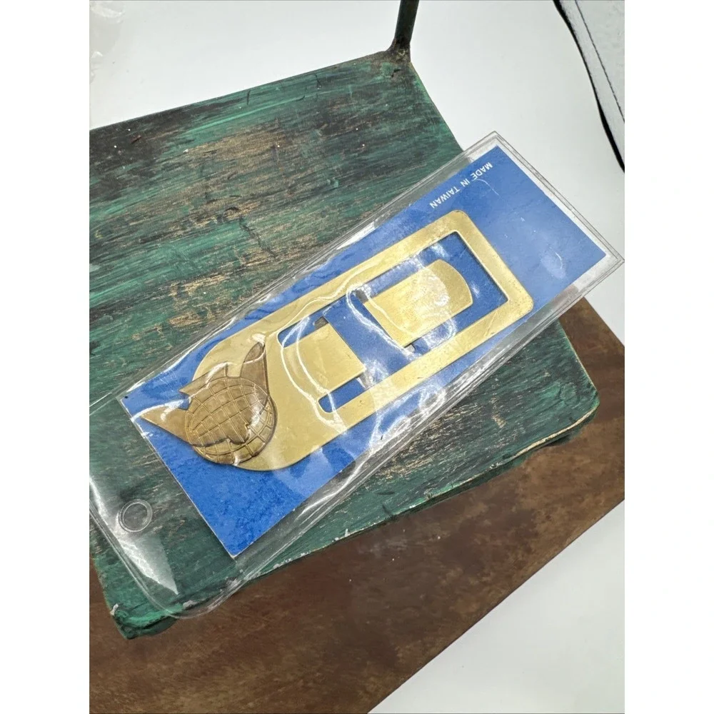 Vtg Brass Metal Book Mark Page Holder Earth Bird Dove Turtle NIP