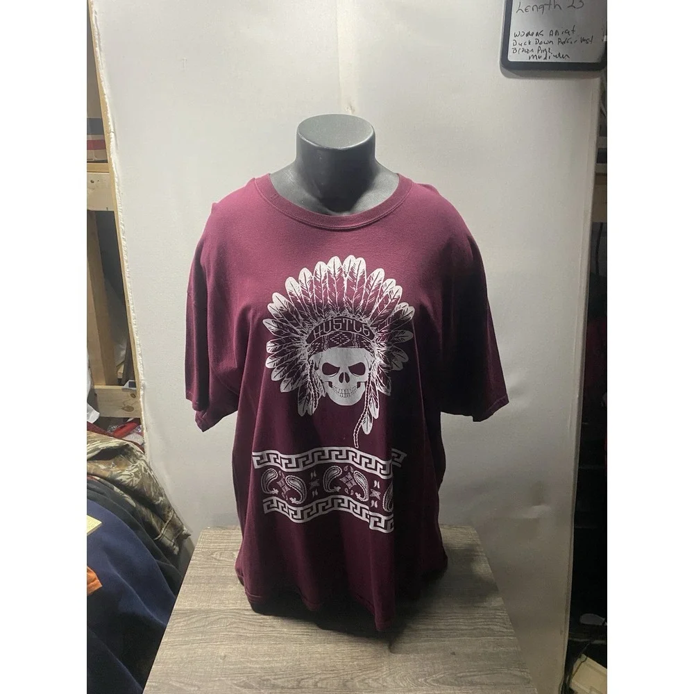 Horizon NY Indian‎ Skull With Headdress T Shirt Y2K 3X
