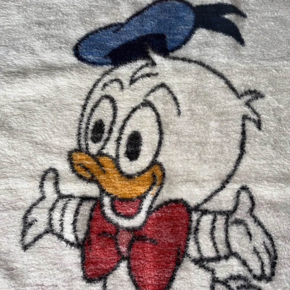 VTG BIEDERLACK Walt Disney Co. Baby Donald Duck Fuzzy Blanket 42X28 Blue Trim