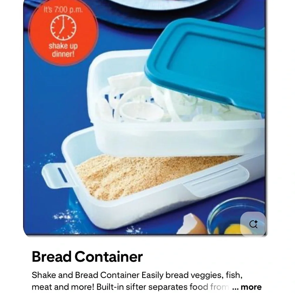 Avon shake and bread container for breading fish and meat and vegetables