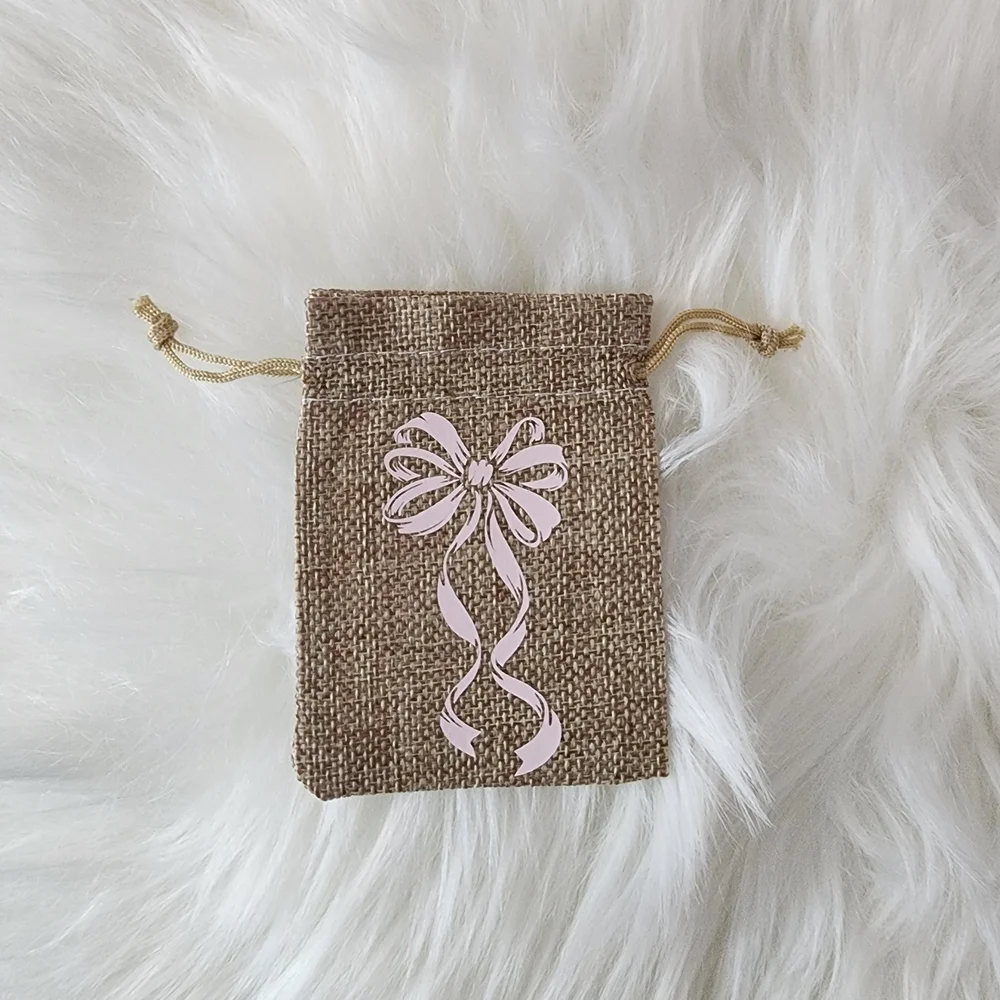 Gift Jewely Treat Bags with Pink Bows Ribbons Set