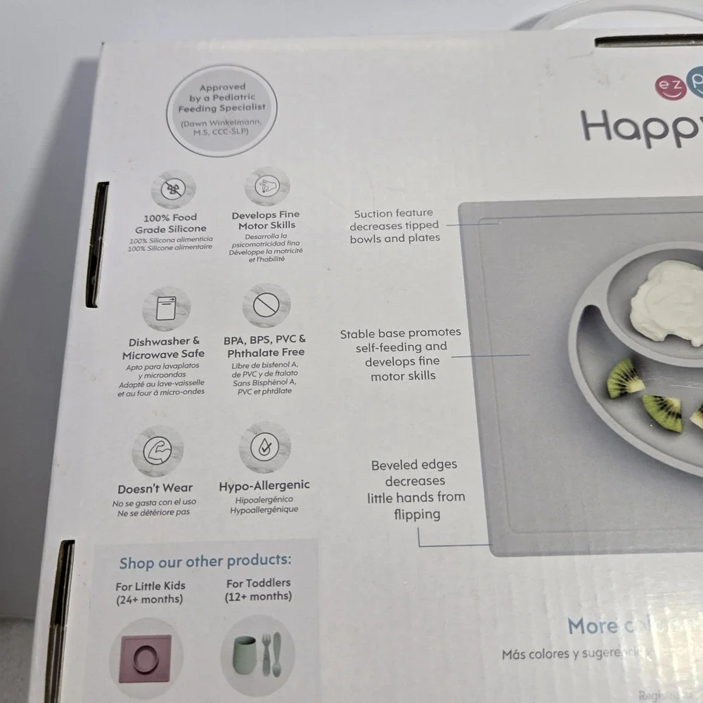 Ezpz The Happy Mat Placemat + 3 Compartment Plate in One Blue 24 Months +