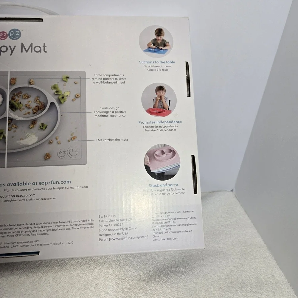 Ezpz The Happy Mat Placemat + 3 Compartment Plate in One Blue 24 Months +