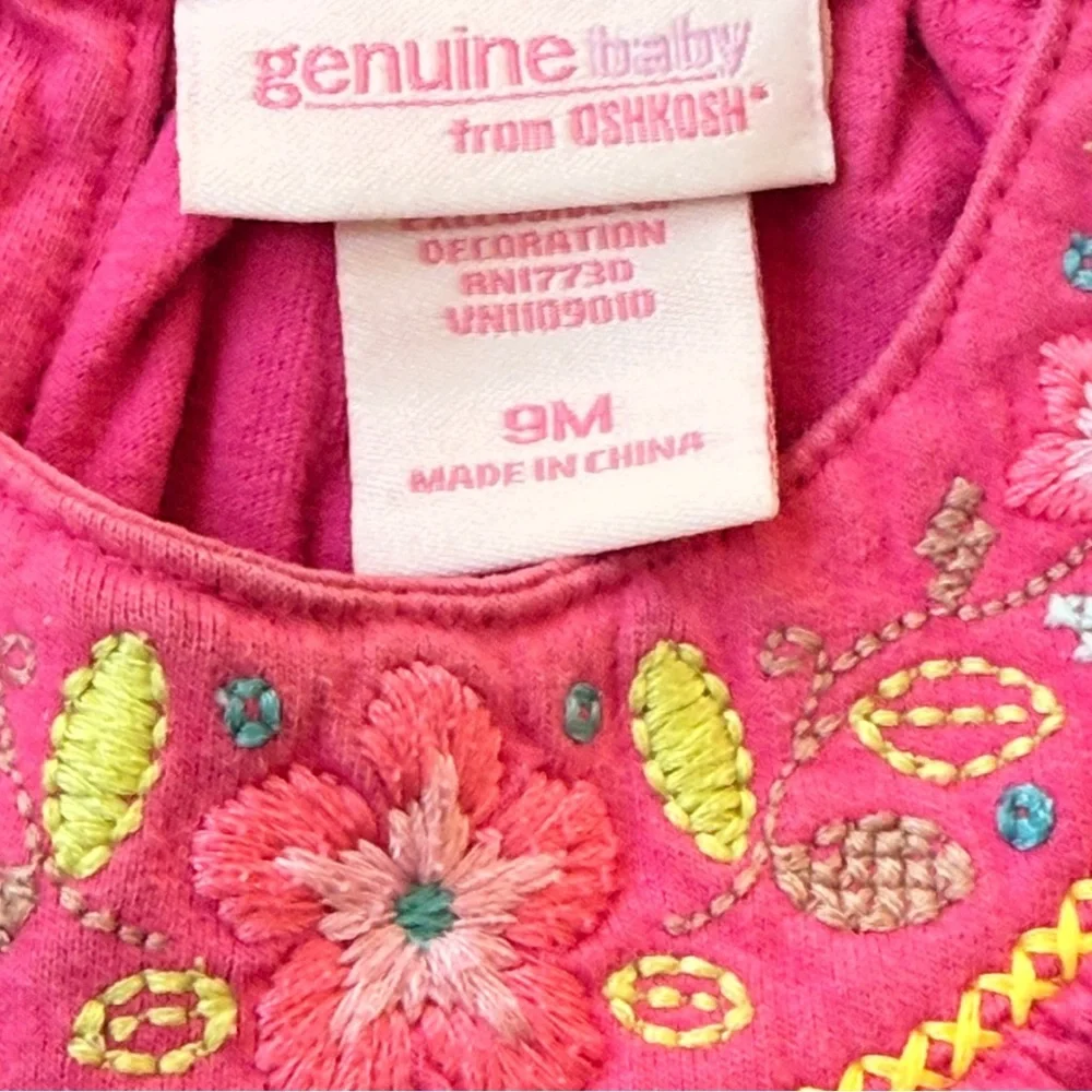 🌸 OshKosh B'gosh Genuine Baby Fuchsia Kids Blouse Top 9M