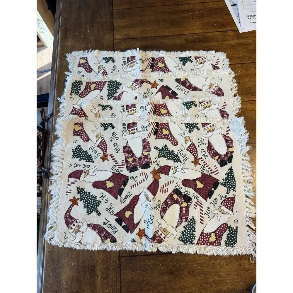 Christmas Placemats Tapestry Set of 4 Santa Hoho Jolly dinner