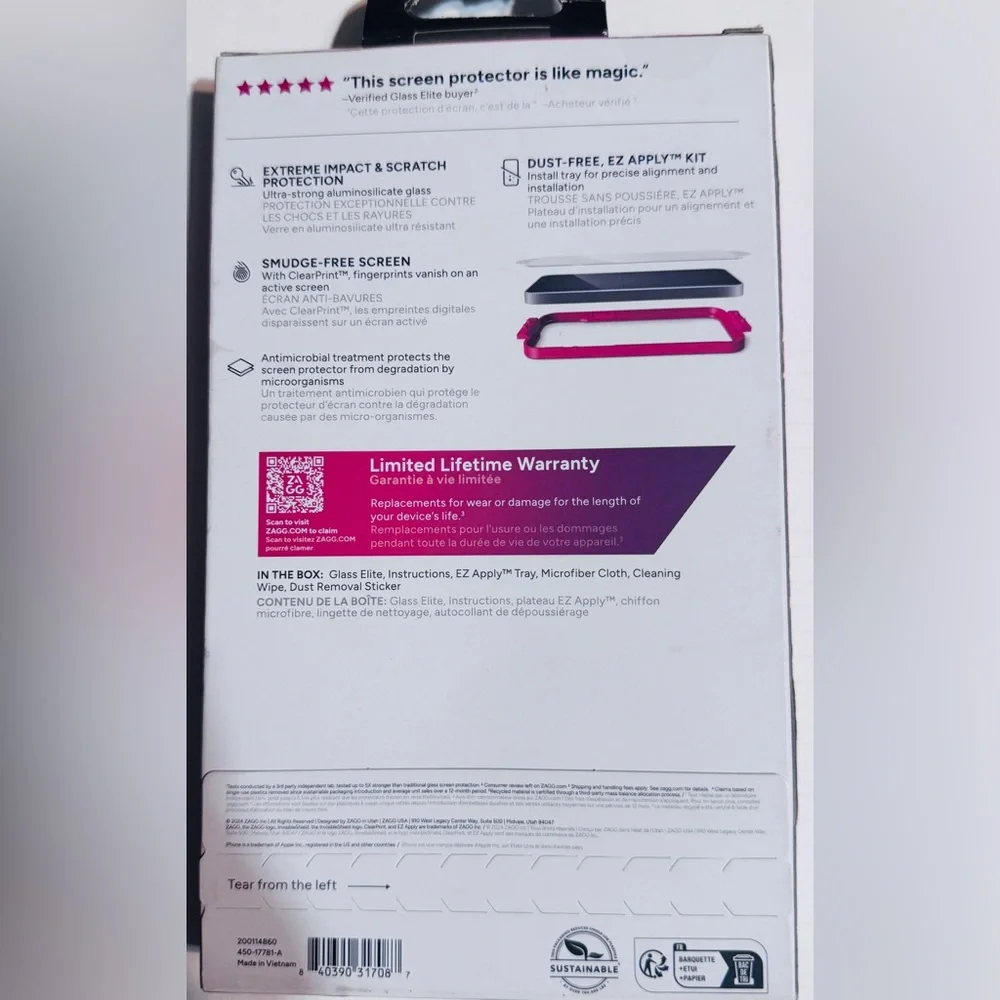 InvisibleShield Glass Screen Protector for iPhone 16 PRO/17 PRO/. NIB