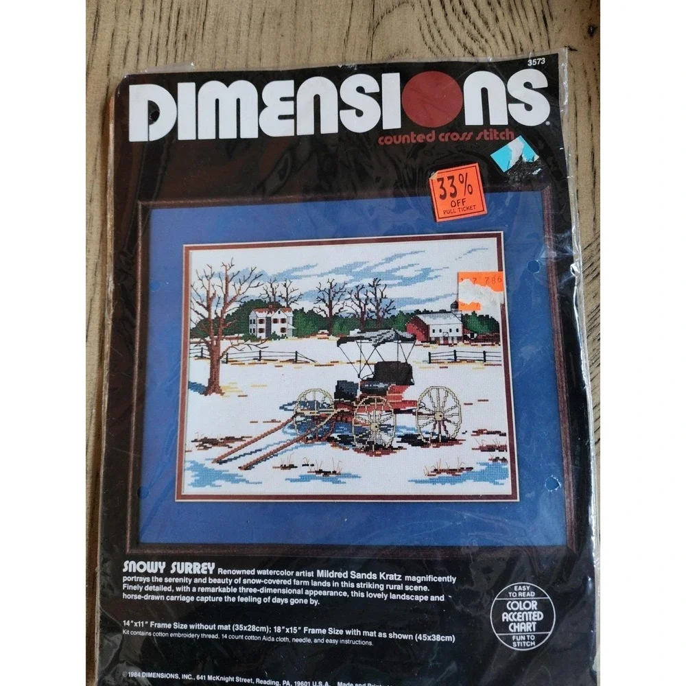 Dimensions Cross Stitch Kit Snowy Surrey Vintage 1984 Country New Crossstitch