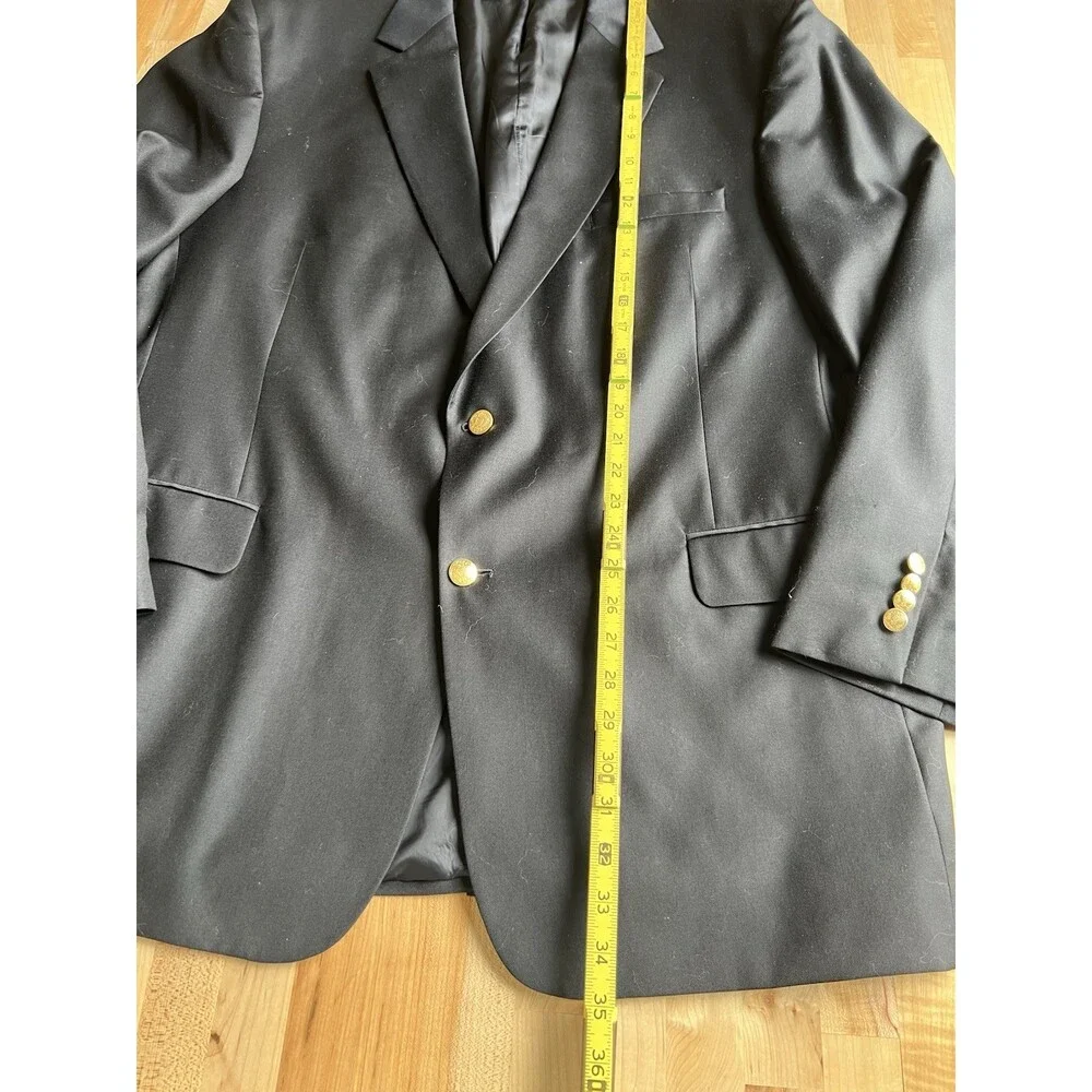 Jos A Bank Men's Worsted 100% Wool Blazer Jacket  2 Button Black 48L