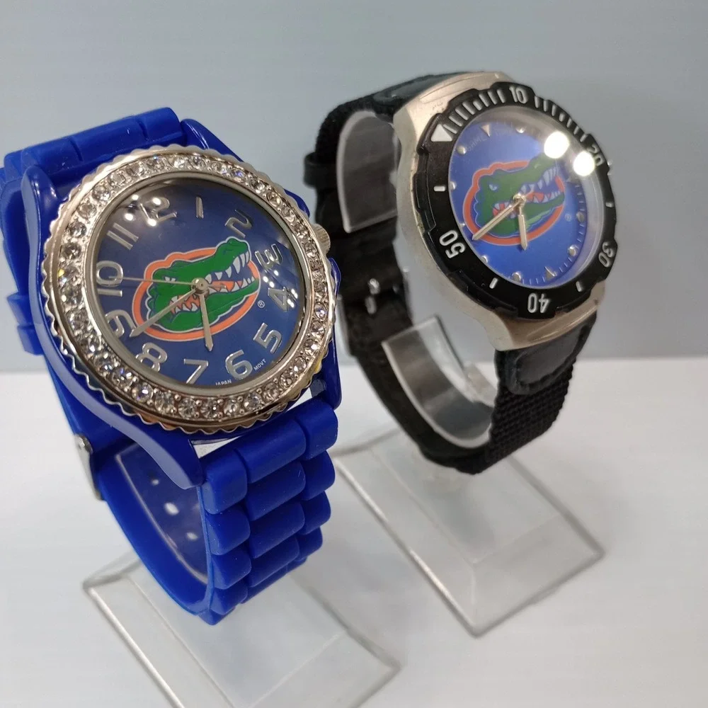 Lot of 2 Florida Gators Watches Quartz‎ Men's 39mm Blue & Black New Battery