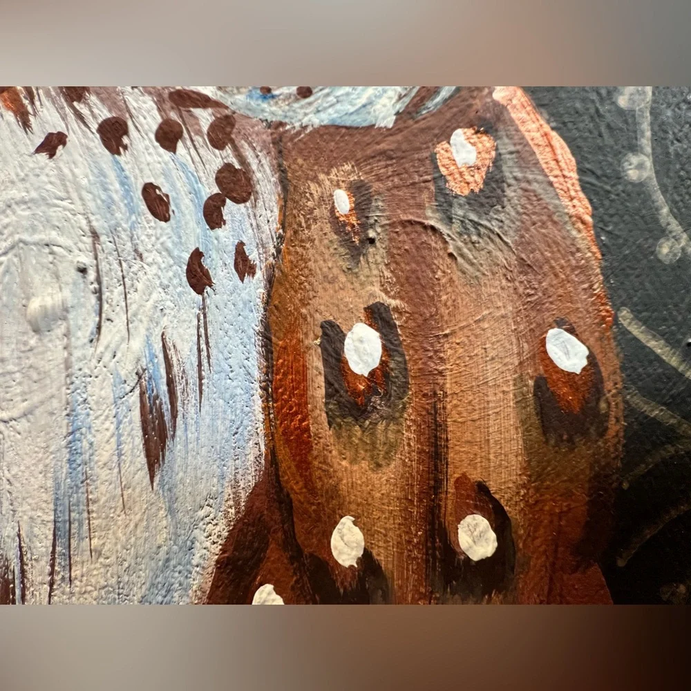Custom Hand Painted Barn Owl Acrylic Painting Handmade One of A Kind