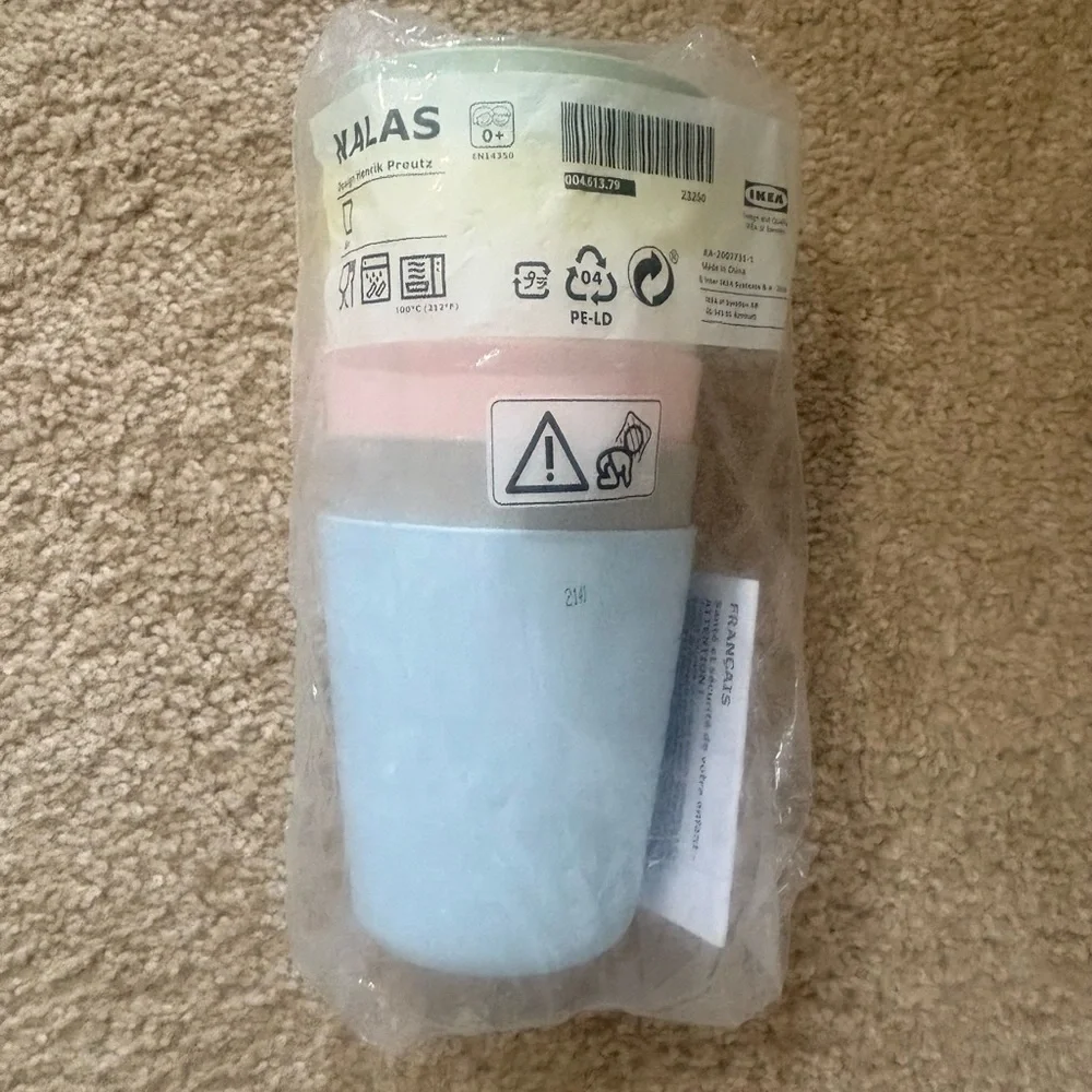 IKEA Pastel Mix Kids Party Plate, Bowl & Cup Set - Mint, Pink, Yellow, Blue NWT