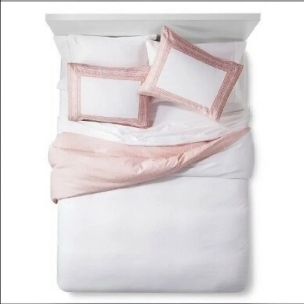THRESHOLD 3 PIECE CORAL BORDER PRINT DUVET SET