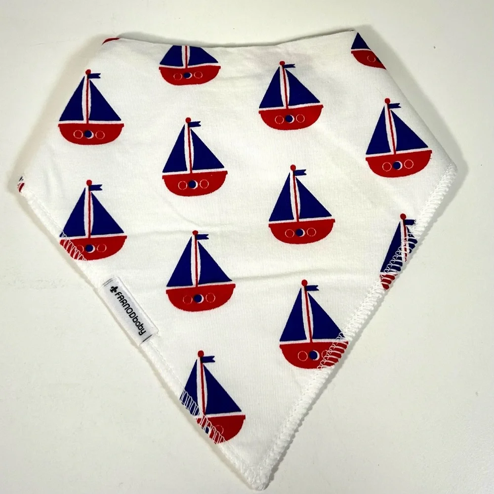 FARNOD Baby Bandana Drool Bibs 4‎ Pack Sailboats Plaid Blue Pattern Triangle