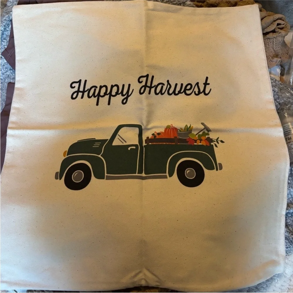 Thirty-One Harvest Pillow Cover with Green Truck