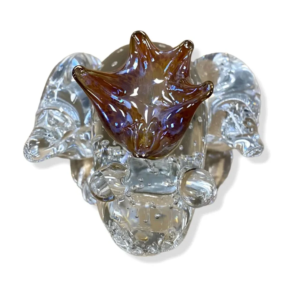 $440 Global Views Clear Handmade Glass Frog Prince Decorative Accent Figurine