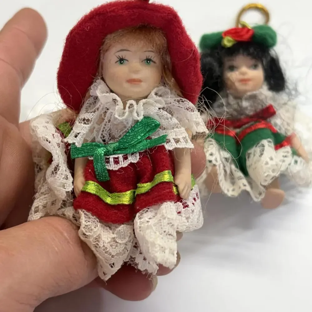 Tiny porcelain doll ornament set vintage 1990’s
