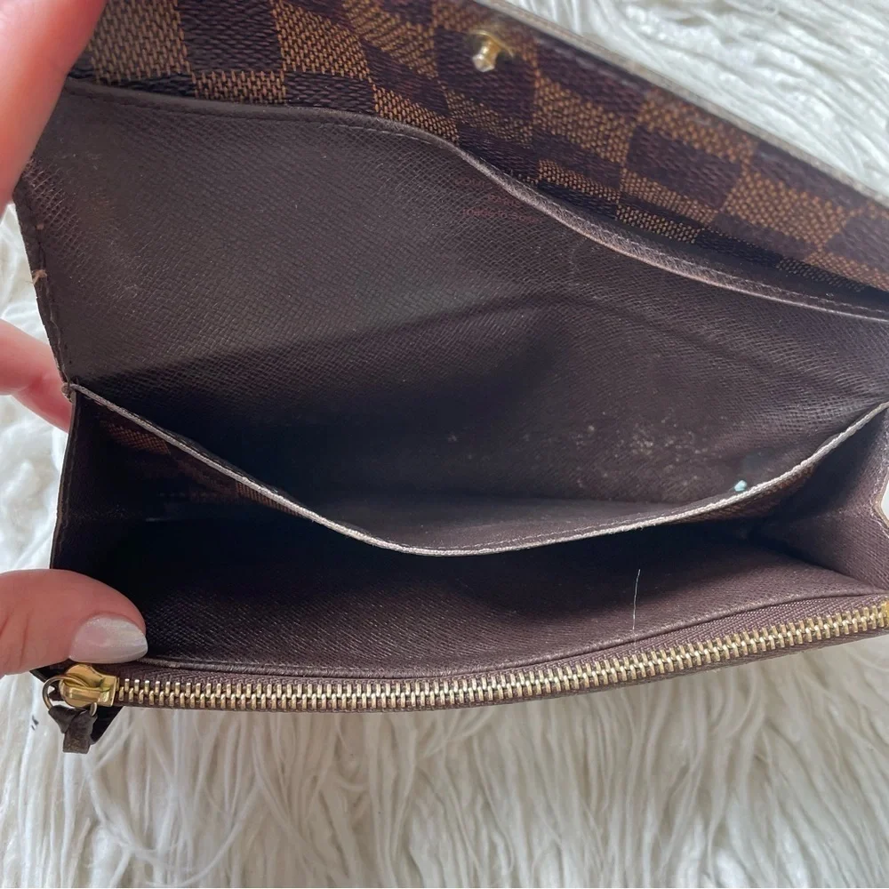 Louis Vuitton Brown Damier Ebene Emilie Continental Wallet Snap Closure 2013 OS