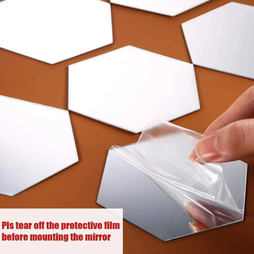 Self-Adhesive Hexagon Mirror Wall Decals - 32 Pcs for Modern Home Transformation