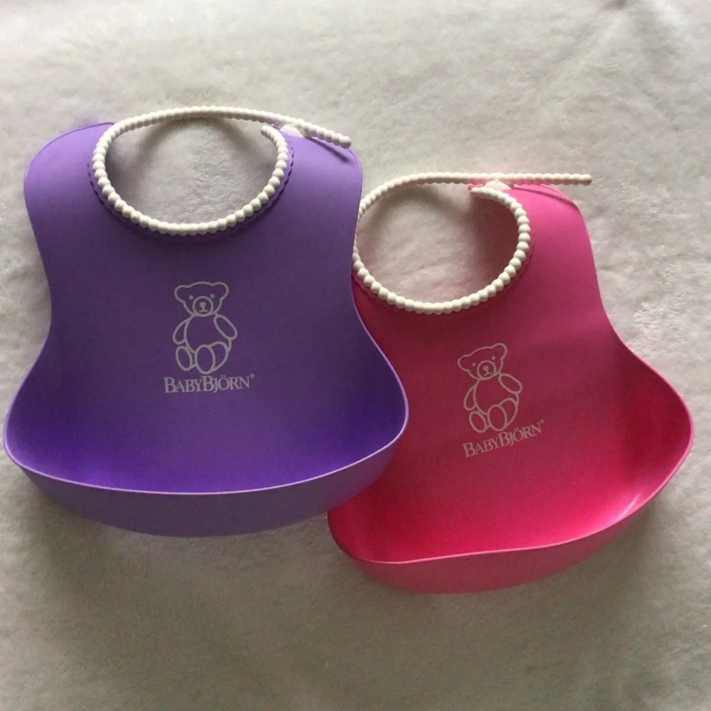 BabyBjörn Silicone Bibs in Purple and Pink - Set of 2