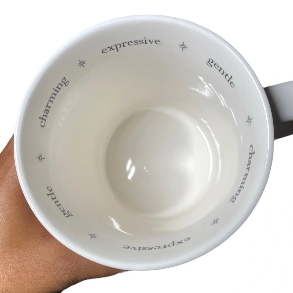Williams Sonoma Libra Scale w/ Butterflies Black & White Coffee Tea Mug Cup