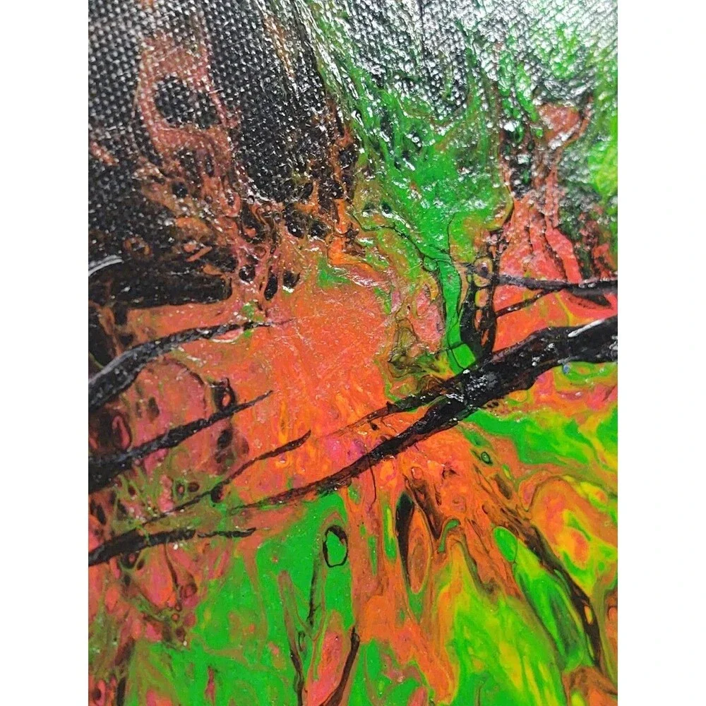 Emil Maryl Original Acrylic on Canvas Modern Abstract Painting 9x9 Black Green