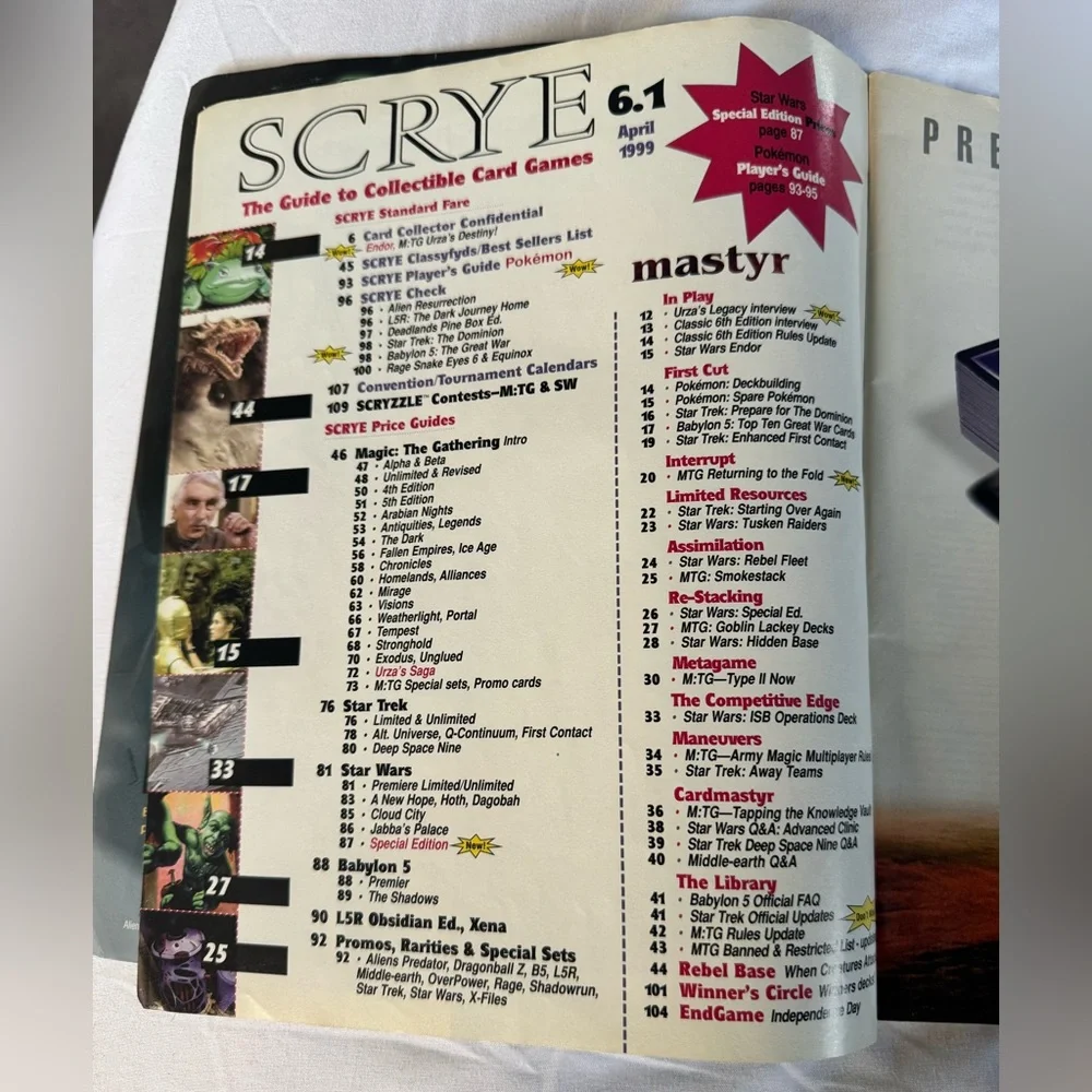 SCRYE THE GUIDE TO COLLECTIBLE CARD GAMES APRIL 1999 MAGAZINE POKÉMON MAGIC