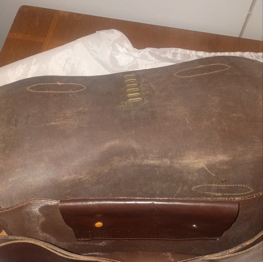 Vintage US Government Type VIII Leather Briefcase Navigation Document Bag Brass