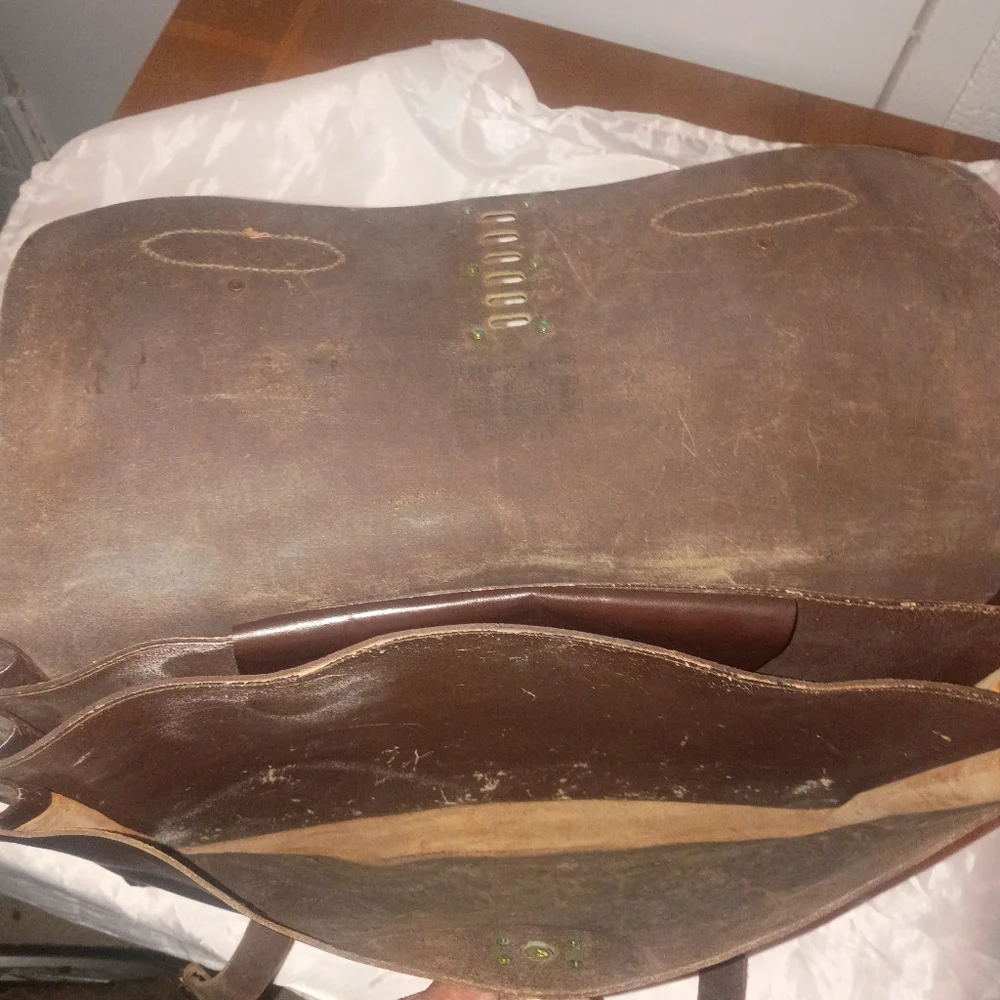 Vintage US Government Type VIII Leather Briefcase Navigation Document Bag Brass