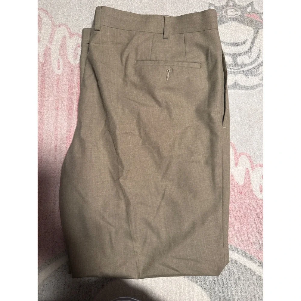 Lauren Ralph Lauren Men Pleated Dress Pants Khaki Polyester Rayon Size 42x30