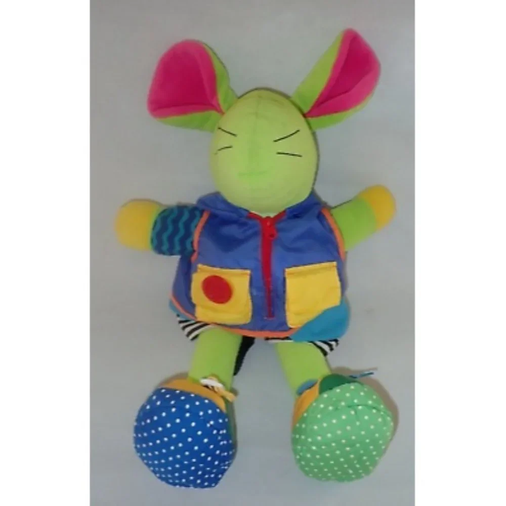 Early Years Squeak E. Mouse Learn To Dress Plush Stuffed‎ Animal Zip Tie Buckle