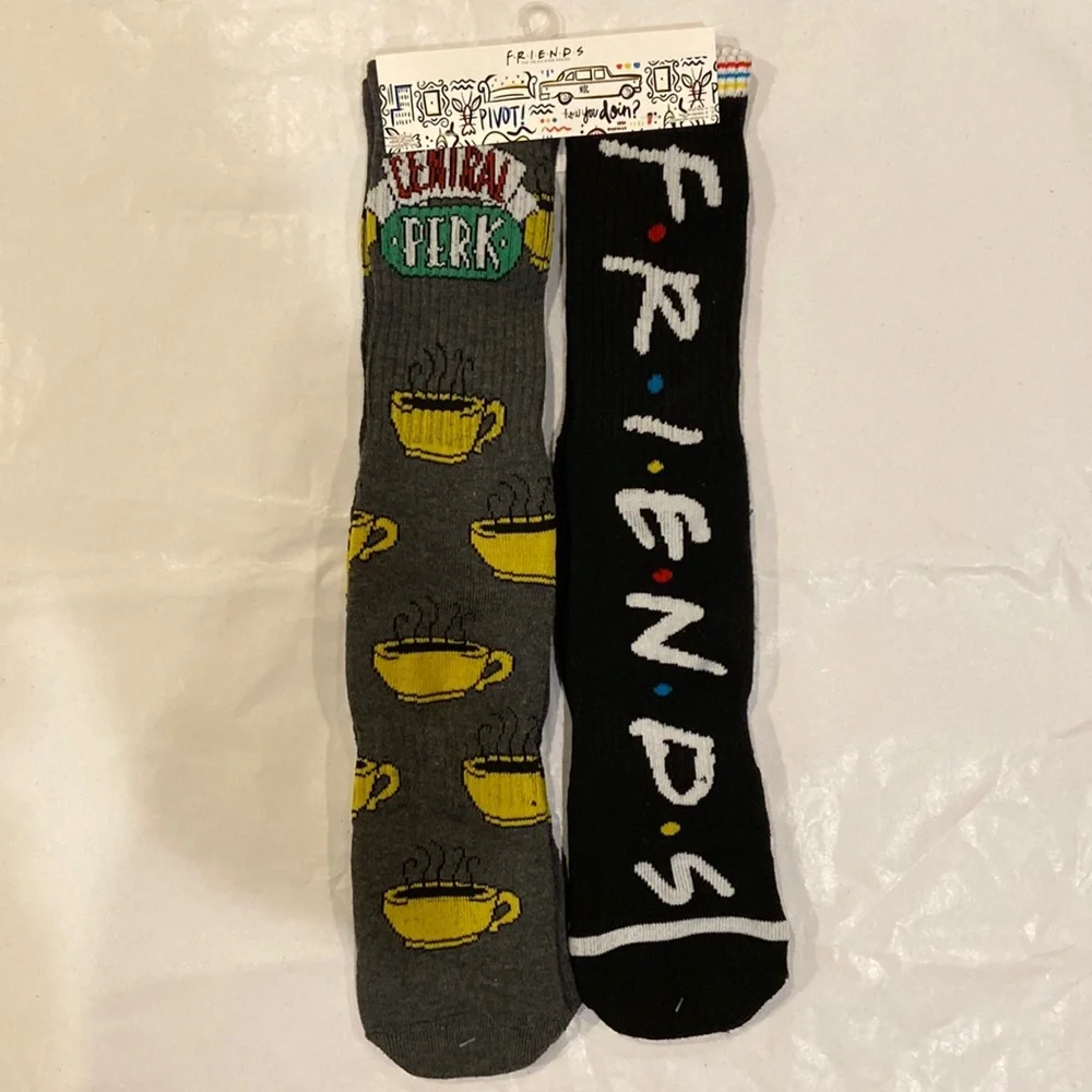 Friends TV Show Tall Socks feat. Central Perk and iconic FRIENDS logo NWT 2 pair