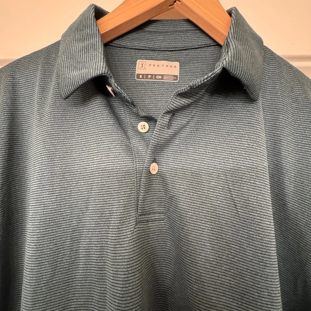 Nordstrom PGA Golf Green Polo Long Sleeves Moisture Wicking ActiveWear Men's