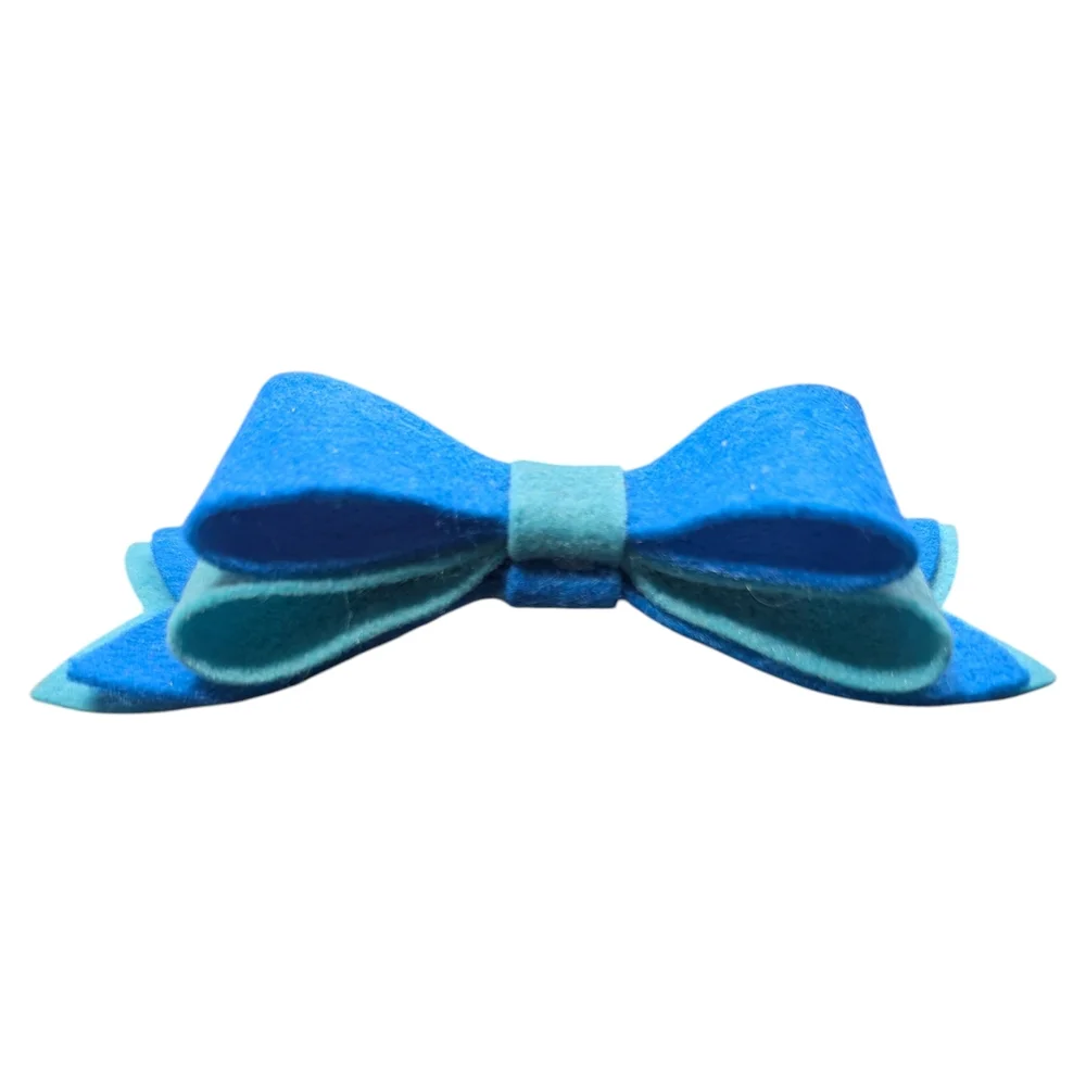 2 Tone Blue Felt Hair Bow Clip