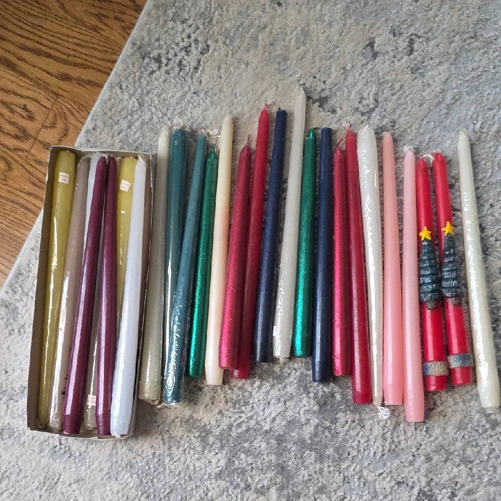 Assorted 28 Taper Candles - Mixed Colors