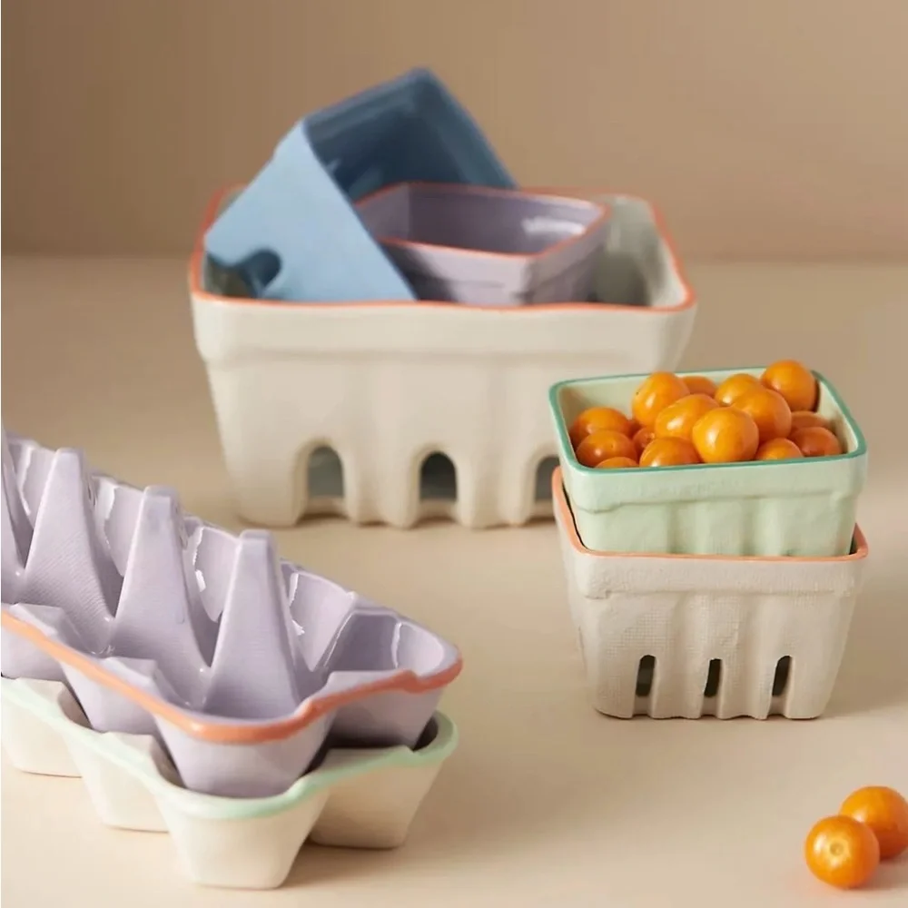 NWT Anthropologie Linnea Stoneware Fruit Basket in Lilac