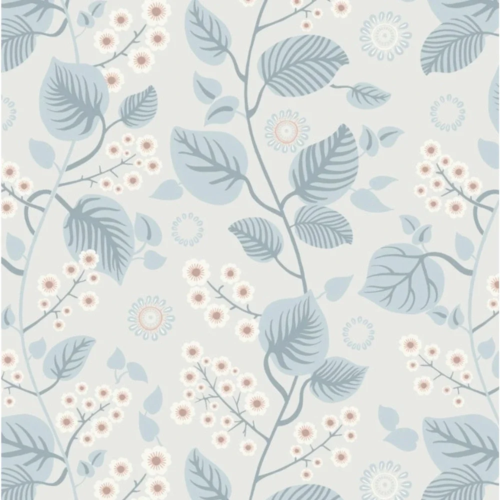 Drhwefsq Floral Peel Stick Wallpaper Blue White Leave 17.3