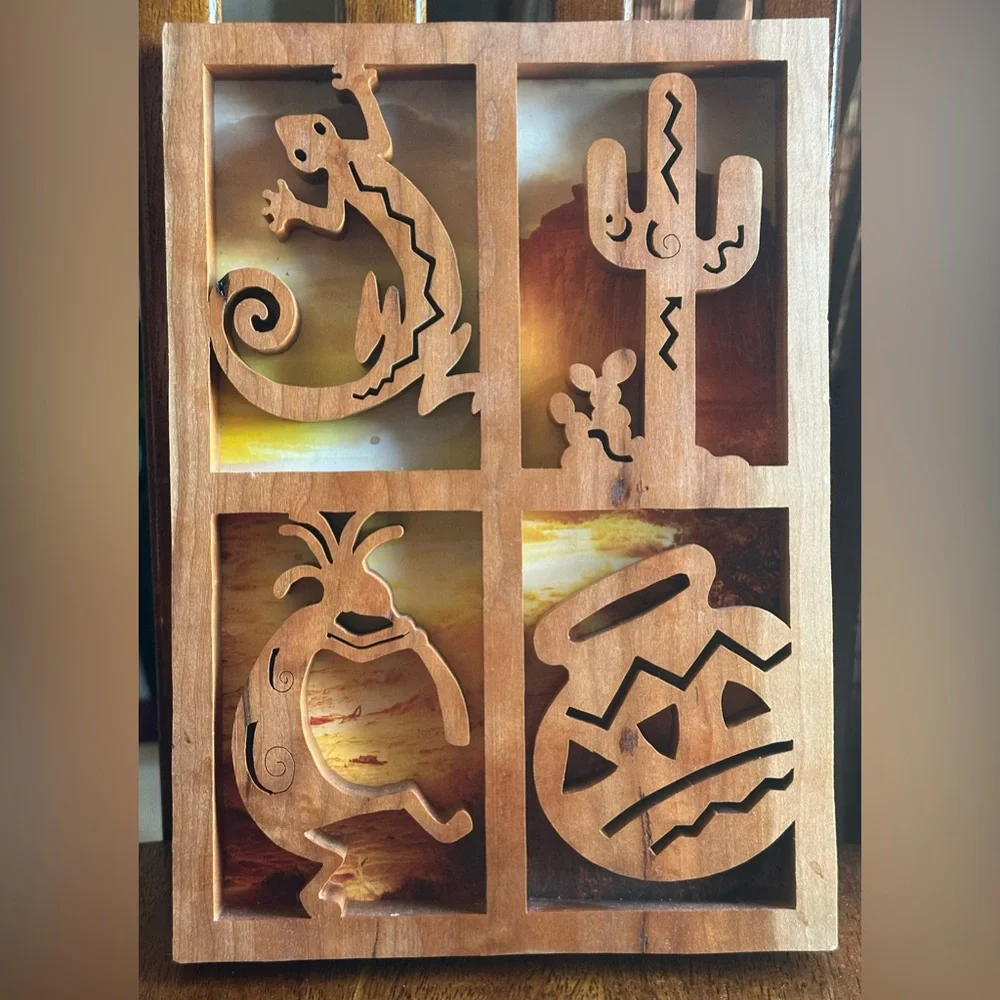 Southwestern Kokopelli Wood Wall Art 3D Desert Decor 7.5x10