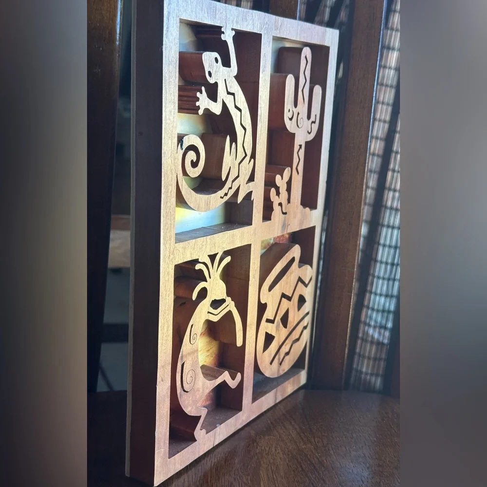 Southwestern Kokopelli Wood Wall Art 3D Desert Decor 7.5x10