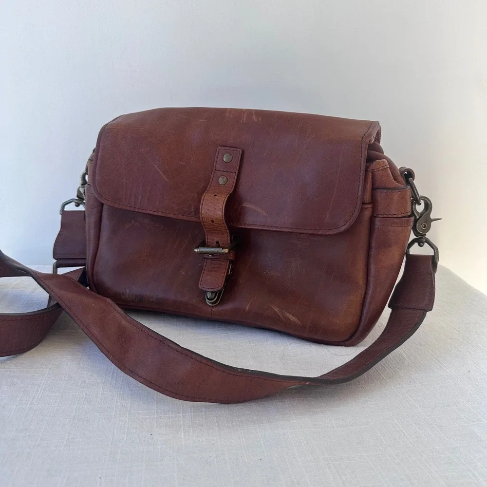 ONA The Bowery Leather Camera Bag Messenger Crossbody Antique Cognac Brown