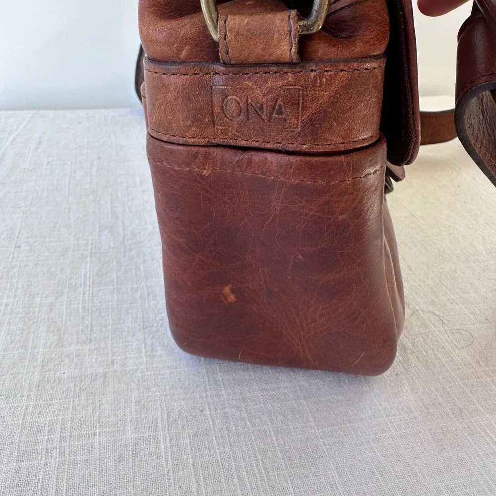 ONA The Bowery Leather Camera Bag Messenger Crossbody Antique Cognac Brown