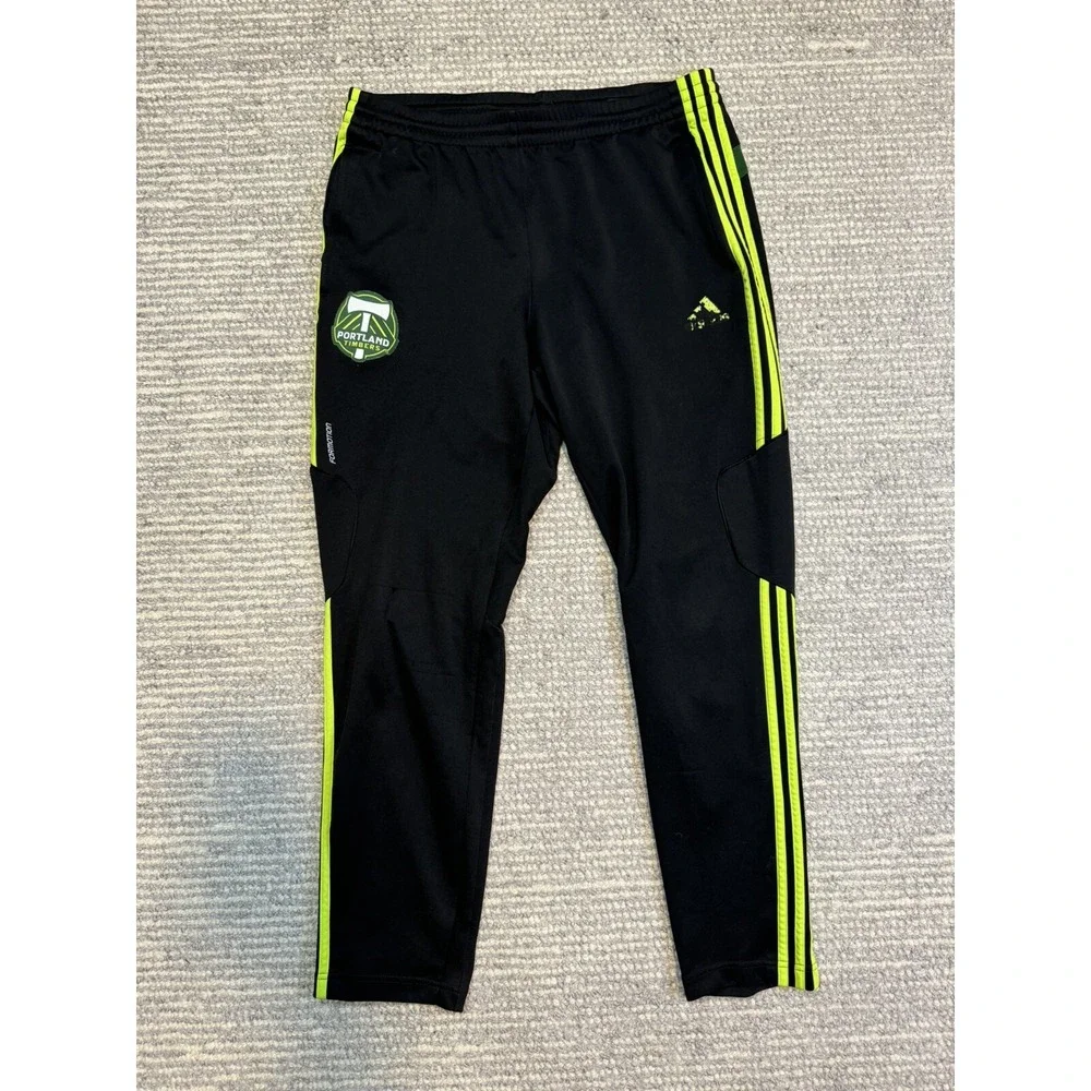 Adidas Portland‎ Timbers Black Green Pants Men's Size Large Soccer MLS