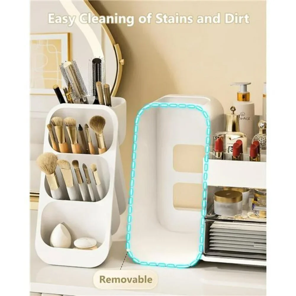 Large Makeup Organizer with Drawers Vanity Skincare Storage Box White