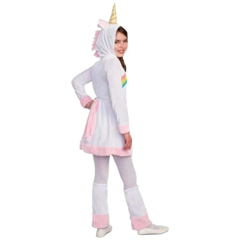 UNICORN Hooded velour dress and Boot covers Girls M 8/10 GIRLS New