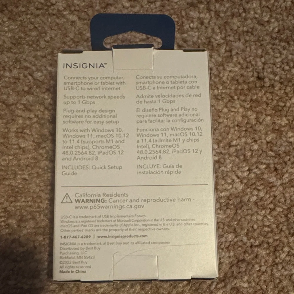 Insignia USB-C to Ethernet Adapter - Silver