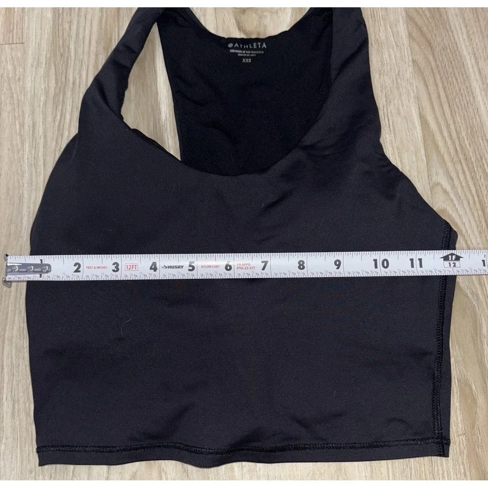 Athleta Conscious Crop Powervita Longline Sports Bra Black XXS Yoga